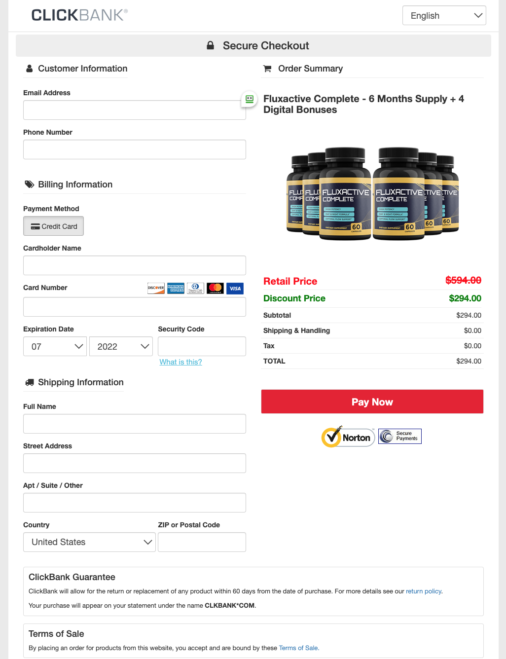 Fluxactive - Order Page